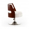 Manhattan Comfort Salon White and Polished Chrome Faux Leather Adjustable Height Swivel Accent Chair Side