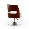 Manhattan Comfort Salon White and Polished Chrome Faux Leather Adjustable Height Swivel Accent Chair Back