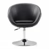 Manhattan Comfort Hopper Black and Polished Chrome Faux Leather Adjustable Height Chair Front - Manhattan Comfort Hopper Black and Polished Chrome Faux Leather Adjustable Height Chair Front