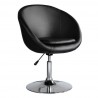 Manhattan Comfort Hopper Black and Polished Chrome Faux Leather Adjustable Height Chair Side