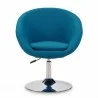 Manhattan Comfort Hopper Blue and Polished Chrome Wool Blend Adjustable Height Chair Front - Manhattan Comfort Hopper Blue and Polished Chrome Wool Blend Adjustable Height Chair Front