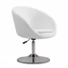 Manhattan Comfort Hopper White and Polished Chrome Faux Leather Adjustable Height Chair Side - Manhattan Comfort Hopper White and Polished Chrome Faux Leather Adjustable Height Chair Side