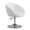 Manhattan Comfort Hopper White and Polished Chrome Faux Leather Adjustable Height Chair Side