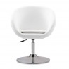Manhattan Comfort Hopper White and Polished Chrome Faux Leather Adjustable Height Chair Front