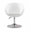 Manhattan Comfort Hopper White and Polished Chrome Faux Leather Adjustable Height Chair Front - Manhattan Comfort Hopper White and Polished Chrome Faux Leather Adjustable Height Chair Front