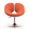 Manhattan Comfort Perch Orange and Polished Chrome Wool Blend Adjustable Chair Front - Manhattan Comfort Perch Orange and Polished Chrome Wool Blend Adjustable Chair Front