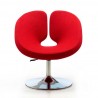 Manhattan Comfort Perch Red and Polished Chrome Wool Blend Adjustable Chair Front