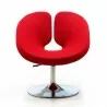 Manhattan Comfort Perch Red and Polished Chrome Wool Blend Adjustable Chair Front - Manhattan Comfort Perch Red and Polished Chrome Wool Blend Adjustable Chair Front