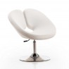 Manhattan Comfort Perch White and Polished Chrome Faux Leather Adjustable Chair Front Angle