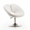 Manhattan Comfort Perch White and Polished Chrome Faux Leather Adjustable Chair Front Angle - Manhattan Comfort Perch White and Polished Chrome Faux Leather Adjustable Chair Front Angle