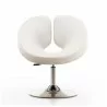 Manhattan Comfort Perch White and Polished Chrome Faux Leather Adjustable Chair Front - Manhattan Comfort Perch White and Polished Chrome Faux Leather Adjustable Chair Front