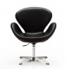 Manhattan Comfort Raspberry Black and Polished Chrome Faux Leather Adjustable Swivel Chair Front
