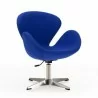 Manhattan Comfort Raspberry Blue and Polished Chrome Wool Blend Adjustable Swivel Chair Side - Manhattan Comfort Raspberry Blue and Polished Chrome Wool Blend Adjustable Swivel Chair Side