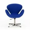 Manhattan Comfort Raspberry Blue and Polished Chrome Wool Blend Adjustable Swivel Chair Front - Manhattan Comfort Raspberry Blue and Polished Chrome Wool Blend Adjustable Swivel Chair Front