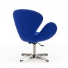 Manhattan Comfort Raspberry Blue and Polished Chrome Wool Blend Adjustable Swivel Chair Back