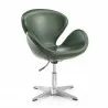Manhattan Comfort Raspberry Forest Green and Polished Chrome Faux Leather Adjustable Swivel Chair - Manhattan Comfort Raspberry Forest Green and Polished Chrome Faux Leather Adjustable Swivel Chair