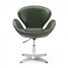 Manhattan Comfort Raspberry Forest Green and Polished Chrome Faux Leather Adjustable Swivel Chair Front