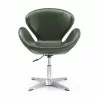 Manhattan Comfort Raspberry Forest Green and Polished Chrome Faux Leather Adjustable Swivel Chair Front - Manhattan Comfort Raspberry Forest Green and Polished Chrome Faux Leather Adjustable Swivel Chair Front