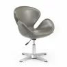 Manhattan Comfort Raspberry Pebble and Polished Chrome Faux Leather Adjustable Swivel Chair Side - Manhattan Comfort Raspberry Pebble and Polished Chrome Faux Leather Adjustable Swivel Chair Side