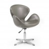 Manhattan Comfort Raspberry Pebble and Polished Chrome Faux Leather Adjustable Swivel Chair Side