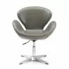 Manhattan Comfort Raspberry Pebble and Polished Chrome Faux Leather Adjustable Swivel Chair Front - Manhattan Comfort Raspberry Pebble and Polished Chrome Faux Leather Adjustable Swivel Chair Front