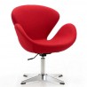 Manhattan Comfort Raspberry Red and Polished Chrome Wool Blend Adjustable Swivel Chair 