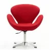 Manhattan Comfort Raspberry Red and Polished Chrome Wool Blend Adjustable Swivel Chair Front - Manhattan Comfort Raspberry Red and Polished Chrome Wool Blend Adjustable Swivel Chair Front