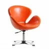Manhattan Comfort Raspberry Tangerine and Polished Chrome Faux Leather Adjustable Swivel Chair - Manhattan Comfort Raspberry Tangerine and Polished Chrome Faux Leather Adjustable Swivel Chair