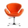 Manhattan Comfort Raspberry Tangerine and Polished Chrome Faux Leather Adjustable Swivel Chair Front - Manhattan Comfort Raspberry Tangerine and Polished Chrome Faux Leather Adjustable Swivel Chair Front