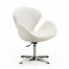 Manhattan Comfort Raspberry White and Polished Chrome Faux Leather Adjustable Swivel Chair  - Manhattan Comfort Raspberry White and Polished Chrome Faux Leather Adjustable Swivel Chair 