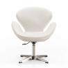 Manhattan Comfort Raspberry White and Polished Chrome Faux Leather Adjustable Swivel Chair Front