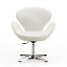 Manhattan Comfort Raspberry White and Polished Chrome Faux Leather Adjustable Swivel Chair Front - Manhattan Comfort Raspberry White and Polished Chrome Faux Leather Adjustable Swivel Chair Front