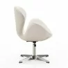 Manhattan Comfort Raspberry White and Polished Chrome Faux Leather Adjustable Swivel Chair Side - Manhattan Comfort Raspberry White and Polished Chrome Faux Leather Adjustable Swivel Chair Side