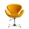 Manhattan Comfort Raspberry White and Polished Chrome Faux Leather Adjustable Swivel Chair Front - Manhattan Comfort Raspberry White and Polished Chrome Faux Leather Adjustable Swivel Chair Front