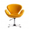 Manhattan Comfort Raspberry White and Polished Chrome Faux Leather Adjustable Swivel Chair Front