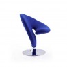 Manhattan Comfort Curl Blue and Polished Chrome Wool Blend Swivel Accent Chair