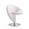 Manhattan Comfort Curl Cream and Polished Chrome Wool Blend Swivel Accent Chair Front