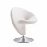 Manhattan Comfort Curl Cream and Polished Chrome Wool Blend Swivel Accent Chair Front - Manhattan Comfort Curl Cream and Polished Chrome Wool Blend Swivel Accent Chair Front