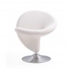 Manhattan Comfort Curl Cream and Polished Chrome Wool Blend Swivel Accent Chair