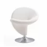 Manhattan Comfort Curl Cream and Polished Chrome Wool Blend Swivel Accent Chair - Manhattan Comfort Curl Cream and Polished Chrome Wool Blend Swivel Accent Chair