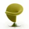 Manhattan Comfort Curl Green and Polished Chrome Wool Blend Swivel Accent Chair Front - Manhattan Comfort Curl Green and Polished Chrome Wool Blend Swivel Accent Chair Front