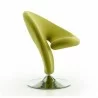 Manhattan Comfort Curl Green and Polished Chrome Wool Blend Swivel Accent Chair Side - Manhattan Comfort Curl Green and Polished Chrome Wool Blend Swivel Accent Chair Side