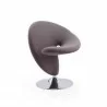 Manhattan Comfort Curl Grey and Polished Chrome Wool Blend Swivel Accent Chair Front - Manhattan Comfort Curl Grey and Polished Chrome Wool Blend Swivel Accent Chair Front