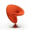 Manhattan Comfort Curl Orange and Polished Chrome Wool Blend Swivel Accent Chair Front - Manhattan Comfort Curl Orange and Polished Chrome Wool Blend Swivel Accent Chair Front