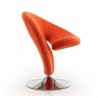 Manhattan Comfort Curl Orange and Polished Chrome Wool Blend Swivel Accent Chair Side