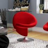 Manhattan Comfort Curl Red and Polished Chrome Wool Blend Swivel Accent Chair