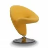 Manhattan Comfort Curl Yellow and Polished Chrome Wool Blend Swivel Accent Chair Front - Manhattan Comfort Curl Yellow and Polished Chrome Wool Blend Swivel Accent Chair Front