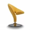 Manhattan Comfort Curl Yellow and Polished Chrome Wool Blend Swivel Accent Chair Side - Manhattan Comfort Curl Yellow and Polished Chrome Wool Blend Swivel Accent Chair Side