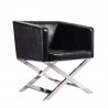Manhattan Comfort Hollywood Black and Polished Chrome Faux Leather Lounge Accent Chair Front Angle