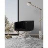 Manhattan Comfort Hollywood Black and Polished Chrome Faux Leather Lounge Accent Chair